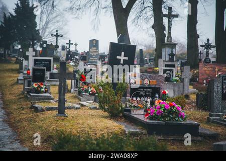 Friedhof in Nove Hrady, Jihocesky Kraj, Tschechische Republik Stockfoto