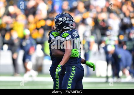 31. Dezember 2023: = während des NFL Football-Spiels zwischen den Pittsburgh Steelers und Seattle Seahawks in Seattle, WA. Steve Faber/CSM (Bild: © Steve Faber/Cal Sport Media) Stockfoto