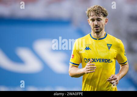 Lissabon, Portugal. Dezember 2023 30. Jordan Holsgrove von Estoril Praia wurde während des Liga Portugal Betclic-Spiels zwischen Estoril Praia und SC Farense im Estadio Antonio Coimbra da Mota gesehen. Endergebnis; Estoril Praia 4: 0 SC Farense. (Foto: Henrique Casinhas/SOPA Images/SIPA USA) Credit: SIPA USA/Alamy Live News Stockfoto