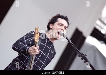 Imola Italien 20. Juni 1999 : Morgan Sänger und Gitarrist der italienischen Bluvertigo-Gruppe, während eines Live-Konzerts beim Heineken Jammin' Festival Stockfoto