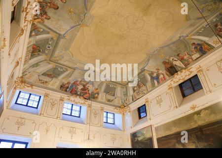 Deckenfresko des Altmanni-Saals, Museum im Kaiserflügel, Benediktinerkloster Göttweig, Furth bei Krems an der Donau, Niederösterreich, Stockfoto