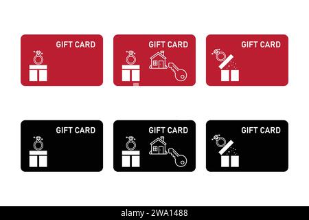 Geschenkkarten, Shopping Geschenkkarten Vektor-Illustration isolierter weißer Hintergrund. Stock Vektor