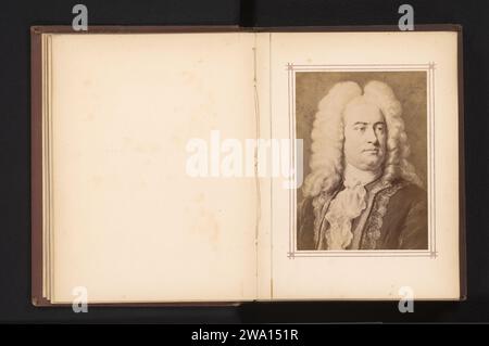 Fotoproduktion eines Porträts von Georg Friedrich Händel von Carl Jaeger, Anonym, nach Carl Jaeger, um 1865 - um 1875 fotografische Trägeralbumendruckkomponisten Stockfoto