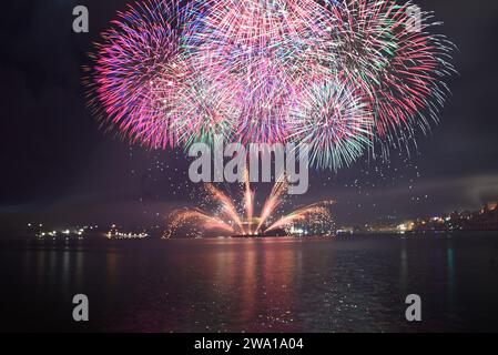 Valletta. Januar 2024. Am 1. Januar 2024 wird in Valletta, Malta, ein Feuerwerk zur Feier des Neujahrs gesehen. Quelle: Jonathan Borg/Xinhua/Alamy Live News Stockfoto