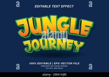 Dschungel Journey Banner Texteffekt 3D editierbares Vektordesign Stock Vektor