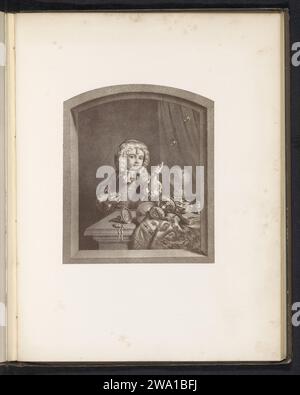 Fotoproduktion von einem Druck zu einem Gemälde, das einen Jungen repräsentiert, der ruft, anonym, nach Frans van Mieris, ca. 1859 - in oder vor 1869 fotografische Unterstützung Albumenabdruck Blasenblasen (Kinderspiele und -Spiele). (Kinder oder Putti) Blasen, 'Homo Bulla'  Szene symbolisiert 'Vanitas' Stockfoto