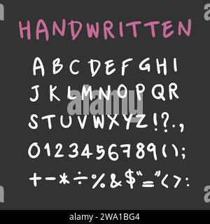 Handgeschriebenes Alphabet, Großbuchstaben mit Symbolen. Vektor für die Konstruktion. Stock Vektor