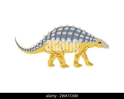 Cartoon Dinosaurier, Panoplosaurus Reptilienfigur für Kinder Dino ausgestorbene Bildung, isolierter Vektor. Lustiger niedlicher Panoplosaurus oder gepanzerter Dinosaurier der Kreidezeit für Kinder prähistorische Reptilien Stock Vektor