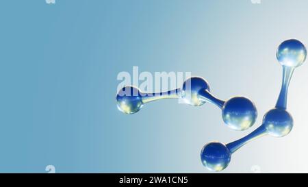 3D-Darstellung von Tropfen von Wassermolekülen, die verstreut sind Stockfoto