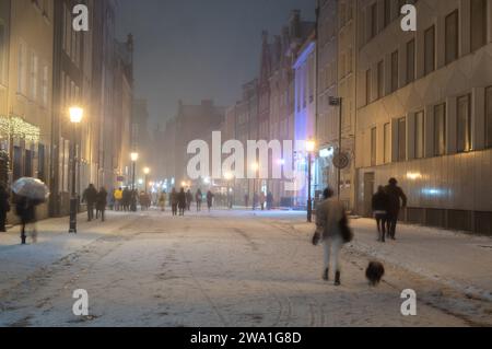 04.02.2023; Winterabende historische Straßen von Danzig Polen Stockfoto
