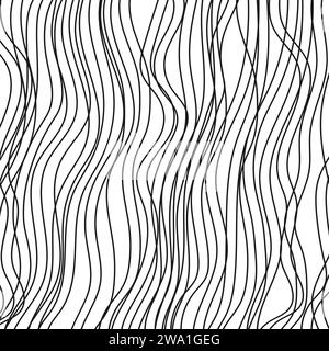 Isolierte Tintenlinien auf weißem Hintergrund. Moderner Illustrationssatz Freihandgrafik. Sammlung von handgezeichneten Linienstrukturen. Enthält Vektorskribbeln, Raster mit unregelmäßigen, horizontalen und welligen Strichen, Doodle-Muster. Stock Vektor