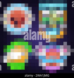 Set mit Badminton Sport Neon Emblem. Vektorabbildung. Vintage-Badminton-Label mit Schläger- und Shuttlecock-Silhouetten. Konzept für Webbanner Stock Vektor