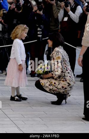 Kopenhagen/Dänemark,/11. Februar 2007, Denamrks Kronprinzessin Mary besucht die CIFF-Copenhagen International Fashion Fair Week und besucht Ausstellungsstände im Bella Center Kopenhagen Dänemark. Stockfoto