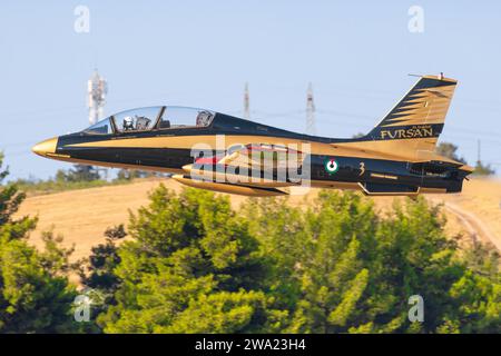 Tanagra Air Base - Griechenland 5. September 2023: Vereinigte Arabische Emirate - Air Force Aermacchi MB-339NAT auf der Tanagra Air Show Stockfoto