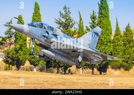 Tanagra Air Base - Griechenland 5. September 2023: Griechenland - Air Force Dassault Mirage 2000-5BG auf der Tanagra Air Show Stockfoto