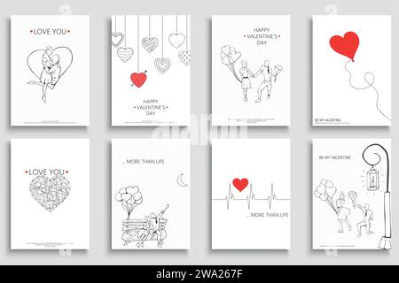 Set von Weihnachtsgrüßen Postkarten, Poster, Einladung, Tags für Valentinstag. Stilvolle Umschläge, Vorlagen, Plakate, Broschüren, Banner, Flyer – 14 Stock Vektor