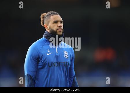 Leeds am Montag, 1. Januar 2024. Tyler Roberts aus Birmingham City wärmt sich vor dem Sky Bet Championship-Spiel zwischen Leeds United und Birmingham City am Montag, dem 1. Januar 2024, in der Elland Road in Leeds auf. (Foto: Pat Isaacs | MI News) Credit: MI News & Sport /Alamy Live News Stockfoto