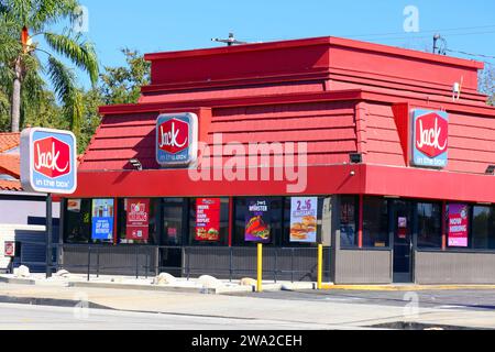 Los Angeles, Kalifornien: JACK IN THE BOX American Fast Food Restaurantkette Stockfoto
