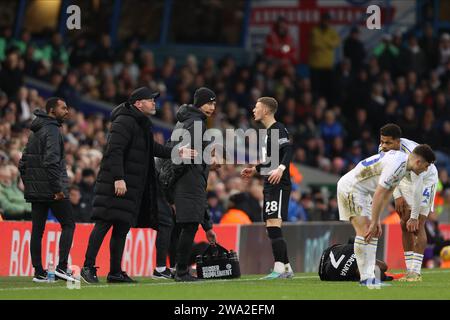 Leeds am Montag, 1. Januar 2024. Wayne Rooney, Manager von Birmingham City, gestikuliert am Montag, den 1. Januar 2024, während des Sky Bet Championship-Spiels zwischen Leeds United und Birmingham City in der Elland Road in Leeds. (Foto: Pat Isaacs | MI News) Credit: MI News & Sport /Alamy Live News Stockfoto