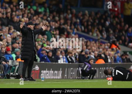 Leeds am Montag, 1. Januar 2024. Wayne Rooney, Manager von Birmingham City, gestikuliert am Montag, den 1. Januar 2024, während des Sky Bet Championship-Spiels zwischen Leeds United und Birmingham City in der Elland Road in Leeds. (Foto: Pat Isaacs | MI News) Credit: MI News & Sport /Alamy Live News Stockfoto