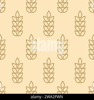 Nahtloses Weizenmuster. Sich wiederholende Goldkörnung. OAT-Hintergrund. Wiederholte Mehlmuster. Maisspitze. Textur goldene Bäckerei. Wiederholen Sie das Bierohr. Design Stock Vektor