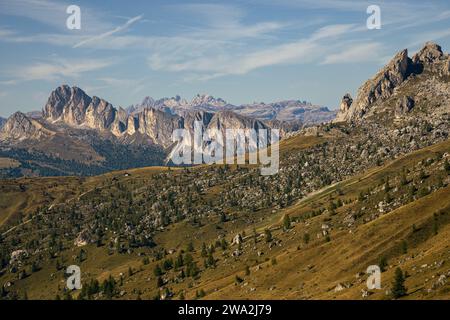 Blick auf den Passo Giau in den Dolomiten Stockfoto