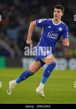 Cesare Casadei in Leicester City während des Sky Bet Championship Matches im King Power Stadium in Leicester. Bilddatum: Montag, 1. Januar 2024. Stockfoto