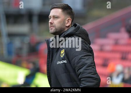 London, England. Januar 2024. Oxford United Manager des Buckingham vor dem Sky Bet EFL League One Spiel zwischen Charlton Athletic und Oxford United. Kyle Andrews/Alamy Live News Stockfoto