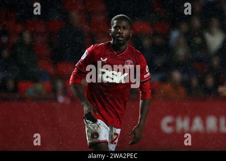 Daniel Kanu von Charlton Athletic während des Spiels der Sky Bet League One im Valley, London. Bilddatum: Montag, 1. Januar 2024. Stockfoto