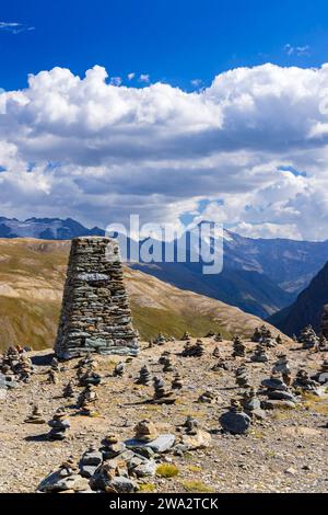 Landschaft in der Nähe von Col de l'Iseran, Savoy, Frankreich Stockfoto