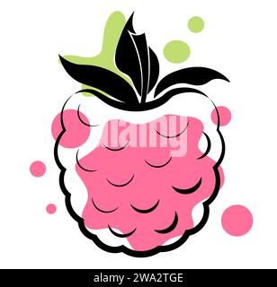 Himbeeren auf weißem Hintergrund Stock Vektor