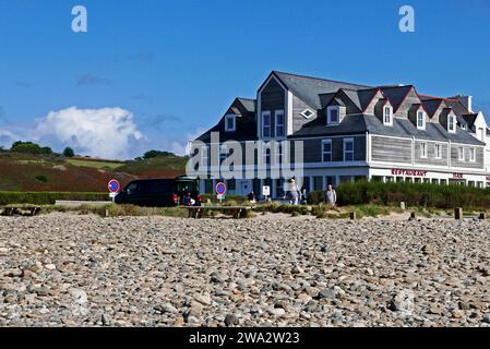 Pointe du Raz, Hotel Restaurant de la Baie des Trepasses, Plogoff, Finistere, Bretagne, Frankreich, Europa Stockfoto