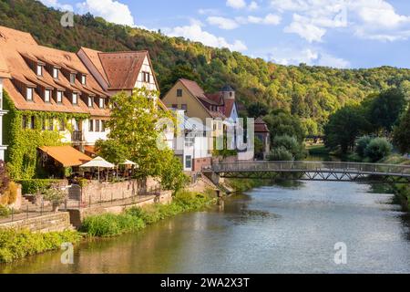 Kleine malerische mittelalterliche Stadt Wertheim an der Tauber in Baden-Württemberg. Stockfoto