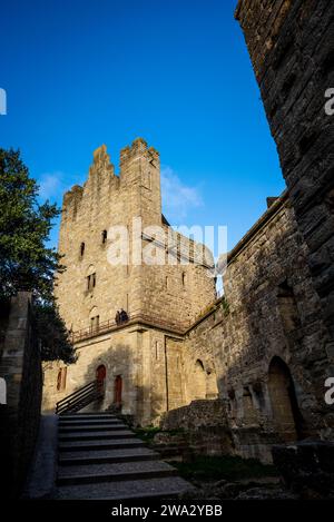 Der Schatzturm in La Cité, mittelalterliche Zitadelle mit zahlreichen Wachtürmen und doppelwandigen Befestigungen. Die ersten Mauern wurden in gallo-römischer Ausführung errichtet Stockfoto