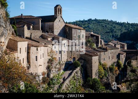 Das Dorf Minerve im Departement Hérault wurde als eines der Les Plus Beaux Villages de France („die schönsten Dörfer Frankreichs“) ausgewählt, Stockfoto