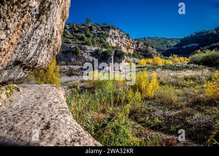 Landschaft in Minervois rund um das Dorf Minerve im Departement Hérault, Region Occitanie, Frankreich Stockfoto