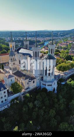 Drohnenfoto Notre-Dame de Fourvière Basilika Lyon Frankreich europa Stockfoto