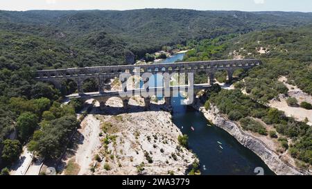 Drohnenfoto Gard Bridge, Pont du Gard Frankreich Europa Stockfoto