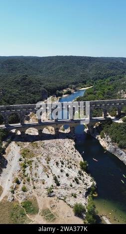 Drohnenfoto Gard Bridge, Pont du Gard Frankreich Europa Stockfoto