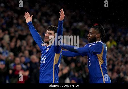 Tom Cannon aus Leicester City feiert das dritte Tor seiner Mannschaft Stockfoto