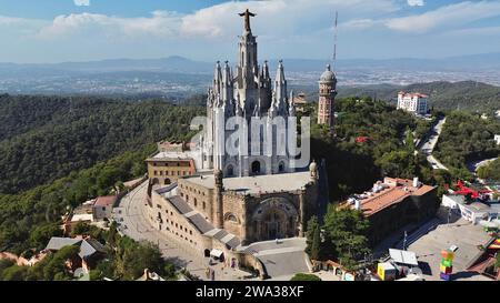 Drohnenfoto Tempel des Heiligen Herzens Jesu Barcelona Spanien Europa Stockfoto