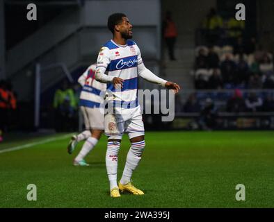 LONDON, ENGLAND - 1. JANUAR: Kenneth Paal von QPR während des Sky Bet Championship-Spiels zwischen Queens Park Rangers und Cardiff City am 1. Januar 2024 in London. (Foto: Dylan Hepworth/MB Media) Stockfoto