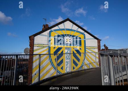 Eine allgemeine Ansicht eines Kunstwerks in der Nähe des Elland Road Stadions vor dem Sky Bet Championship Match Leeds United vs Birmingham City in Elland Road, Leeds, Großbritannien, 1. Januar 2024 (Foto: James Heaton/News Images) Stockfoto