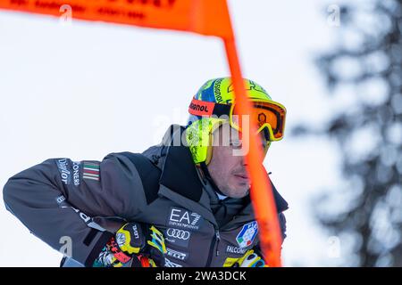 Gröden, Italien 16. Dezember 2023, Innerhofer Christof von Italien während der Vorabkontrolle der Saslong-Strecke für den Audi FIS Alpine Ski wo Stockfoto