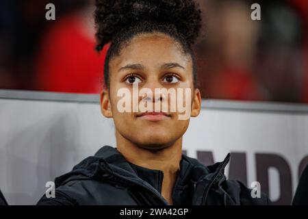 X beim Spiel der UEFA Women Champions League 23/24 zwischen SL Benfica und Eintracht Frankfurt im Estadio da Luz, Lissabon, Portugal. (Maciej Rogowski) Stockfoto