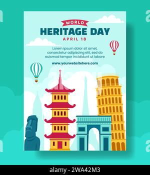 Heritage Day Vertikales Poster Flat Cartoon Hand Gezeichnet Vorlagen Hintergrund Illustration Stock Vektor