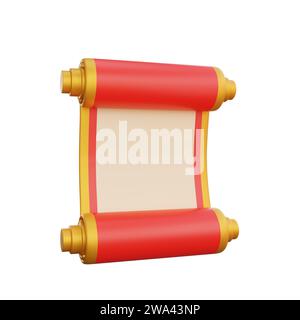 3D-Illustration eines chinesischen Rollpapiersymbols, perfekt für ein chinesisches Neujahrsthema Stockfoto