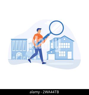 Immobiliengeschäftskonzept. Investieren, Immobilien, Investitionsmöglichkeit, flache Vektor-moderne Illustration Stock Vektor
