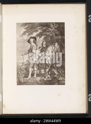 Fotoproduktion von einem Druck zum Gemälde Le ROI à la Chasse, Anonym, nach Anthony Van Dyck, um 1859 - in oder vor 1869 fotografische Unterstützung Albumen Drucklineal, souverän. Pferd. Jagen, jagen Stockfoto