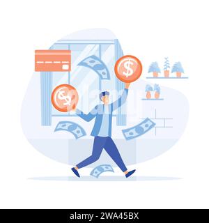 Gehaltszahlung. Gehaltsabrechnung, Jahresbonus, Einkommen, flache Vektor-moderne Illustration Stock Vektor